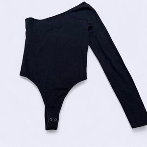 Hollister Black One-Shoulder Bodysuit black one long sleeve size small